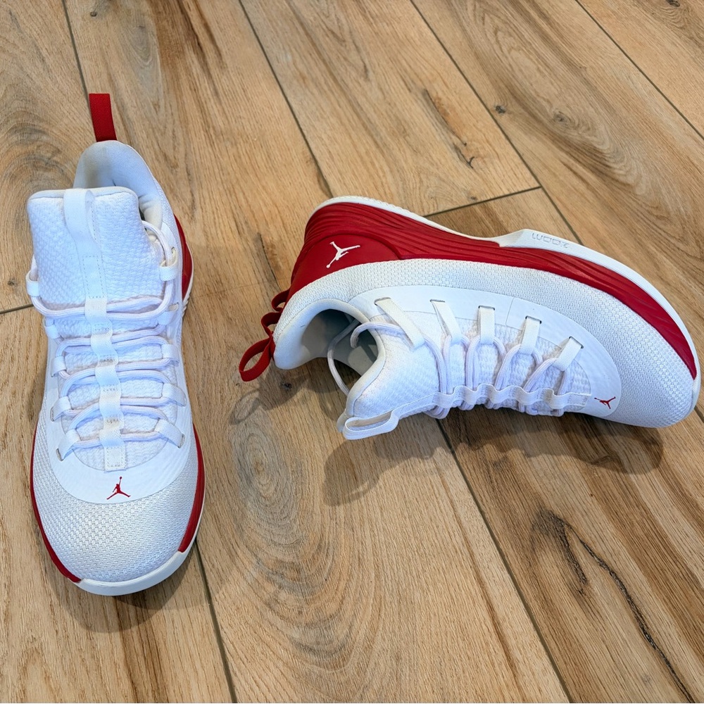 Nike Jordan Ultra Fly White & Red Low-Top Basketball Shoes